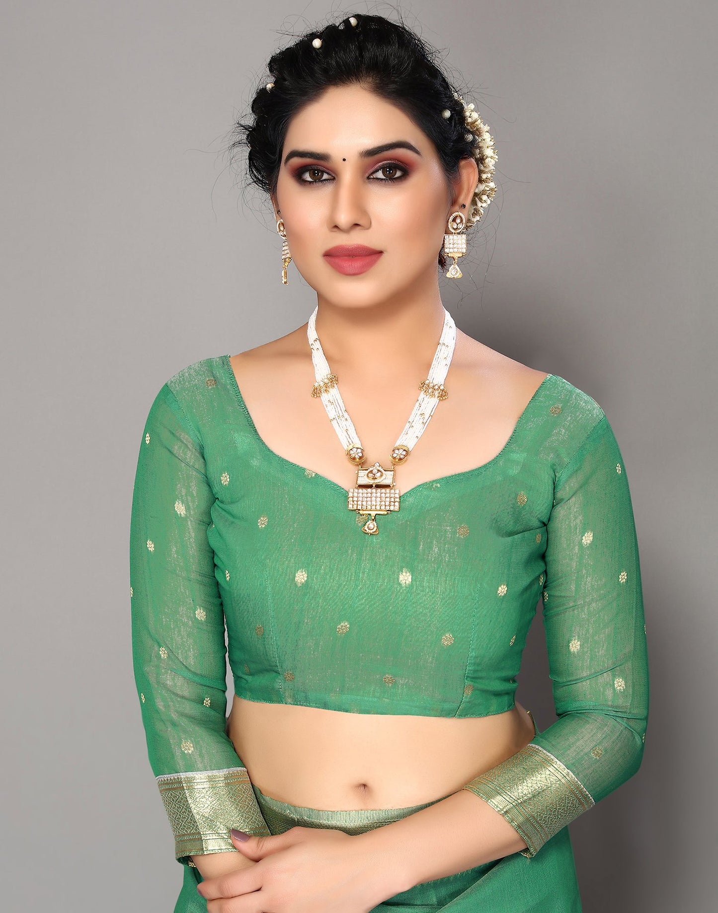 Green Cotton Weaving Saree
