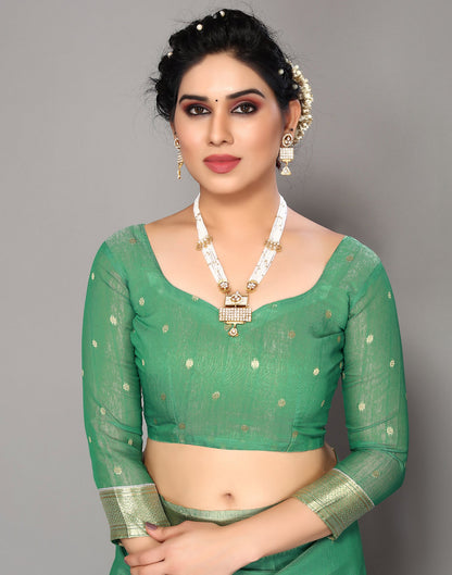 Green Cotton Weaving Saree