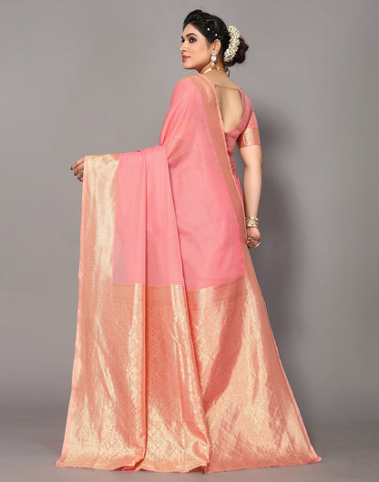 Light Pink Cotton Weaving Saree