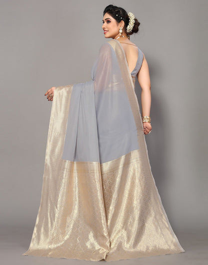 Light Grey Cotton Weaving Saree