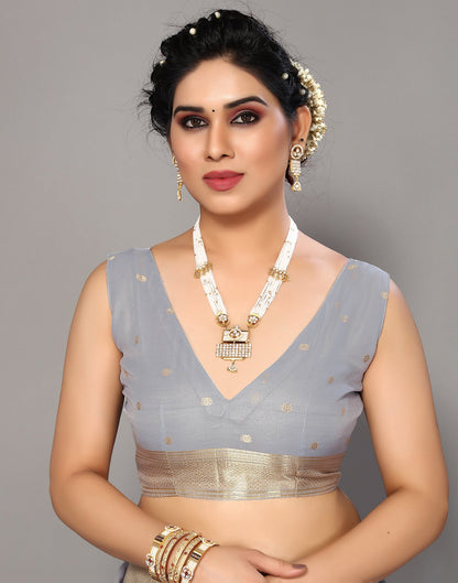 Light Grey Cotton Weaving Saree