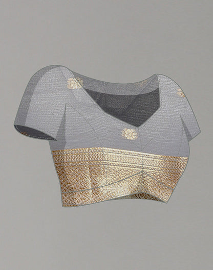 Light Grey Cotton Weaving Saree