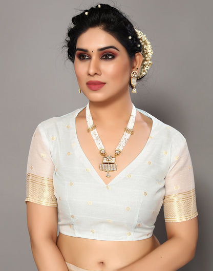 White Cotton Weaving Saree