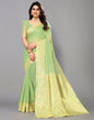 Pista Green Cotton Weaving Saree