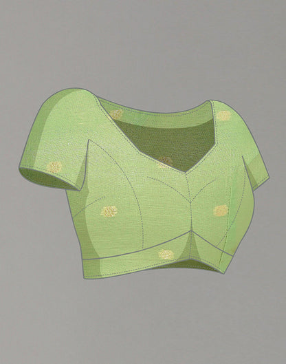 Pista Green Cotton Weaving Saree