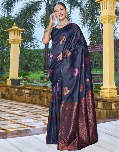 Navy Blue Silk Weaving Saree