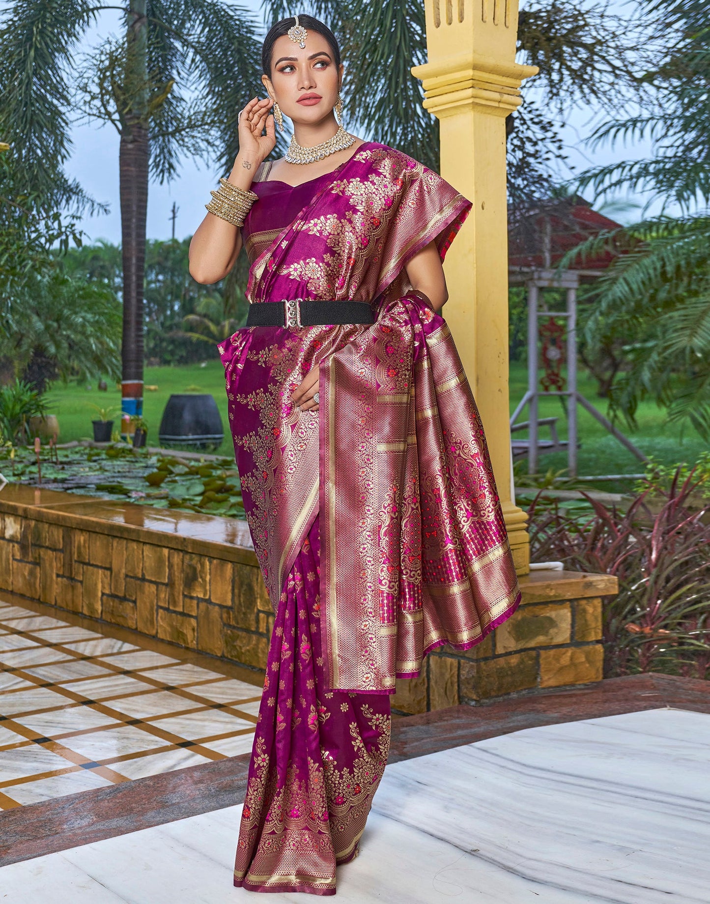 Magenta Silk Weaving Saree