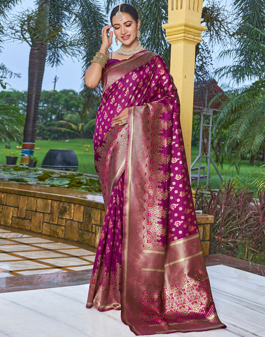 Magenta Silk Weaving Saree