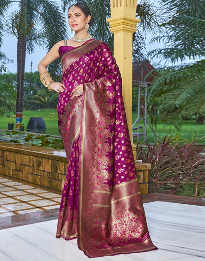Magenta Silk Weaving Saree