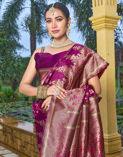 Magenta Silk Weaving Saree