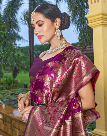 Magenta Silk Weaving Saree