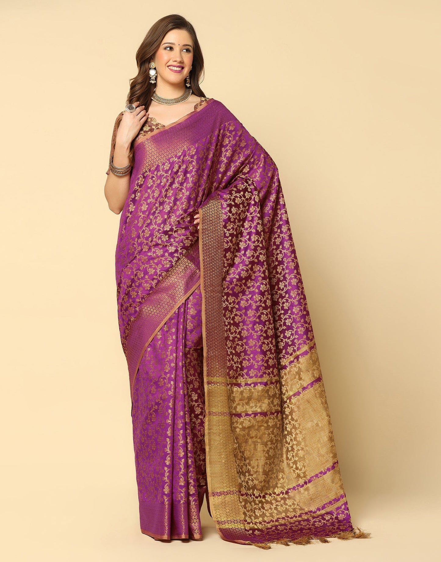 Wine Banarasi Silk Saree | Sudathi