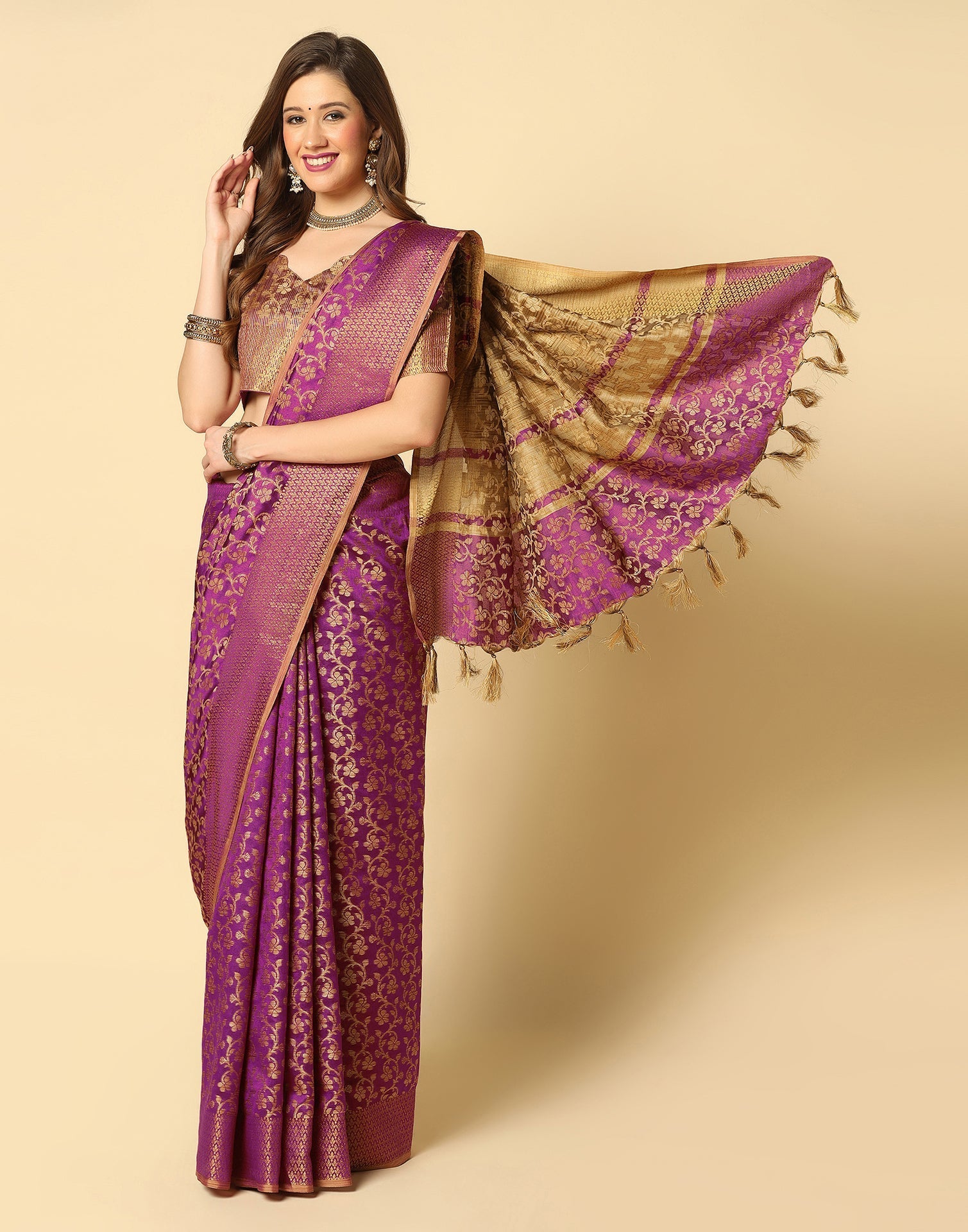 Wine Banarasi Silk Saree | Sudathi