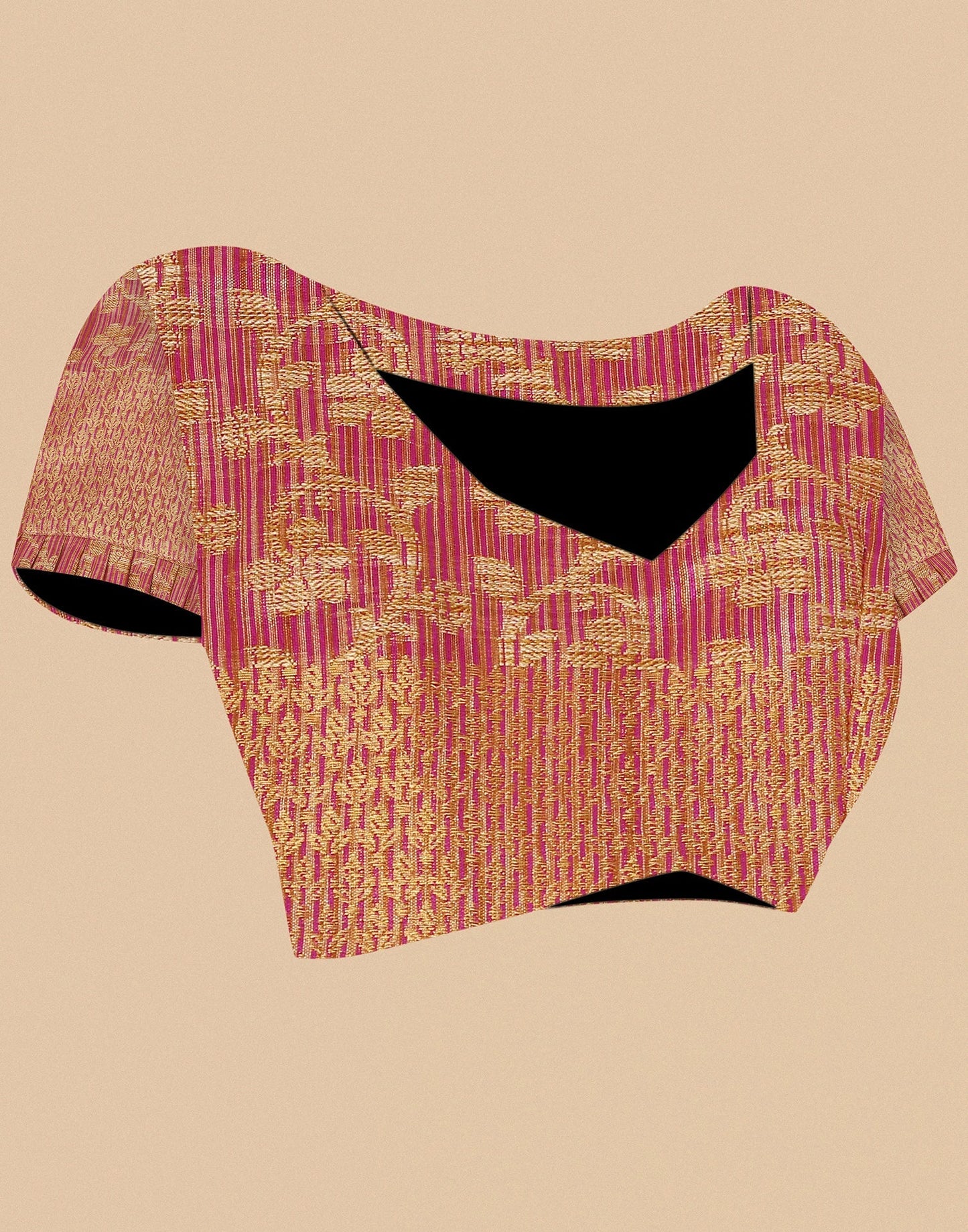 Pink. Beige Banarasi Silk Saree | Sudathi