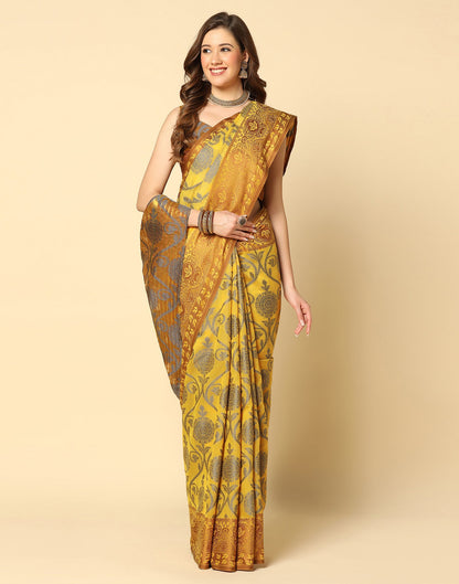 Mustard Yellow Silk Weaving Saree