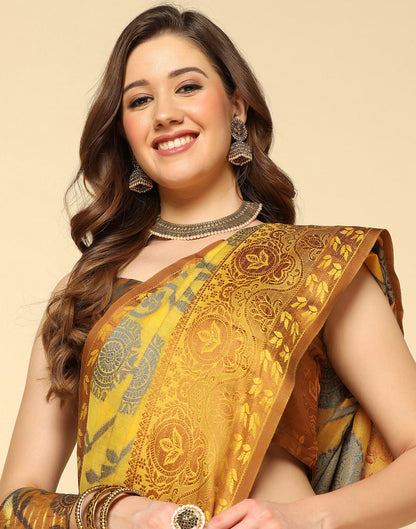 Mustard Yellow Silk Weaving Saree
