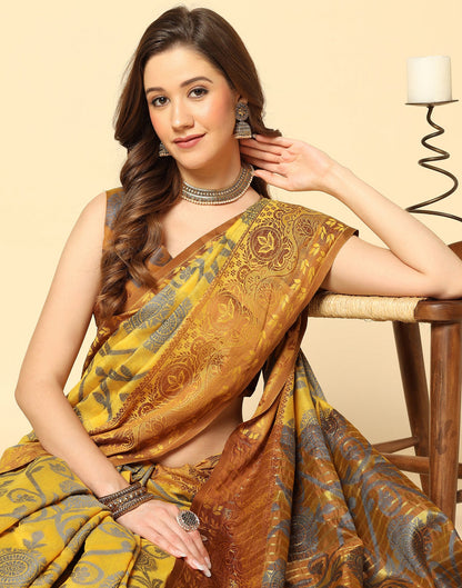 Mustard Yellow Silk Weaving Saree