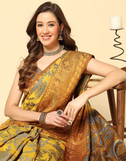 Mustard Yellow Silk Weaving Saree