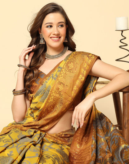 Mustard Yellow Silk Weaving Saree
