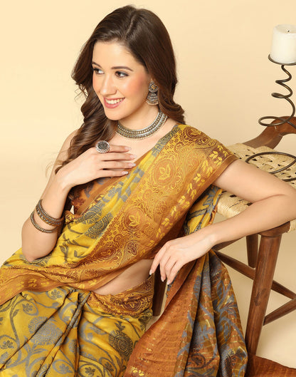 Mustard Yellow Silk Weaving Saree