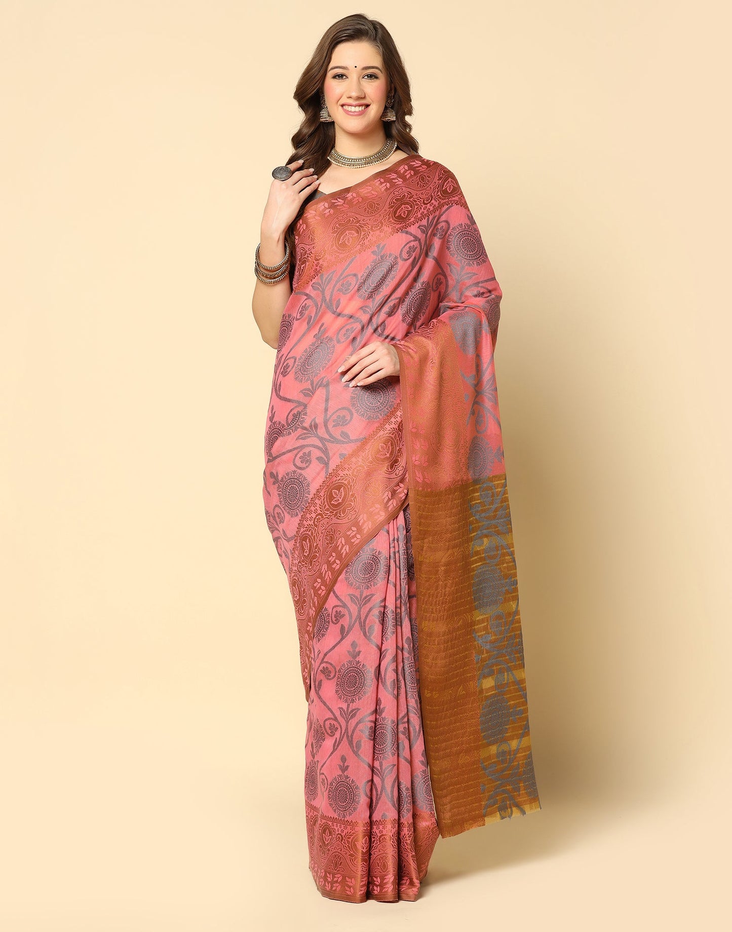 Light Pink Silk Weaving Saree