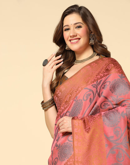 Light Pink Silk Weaving Saree