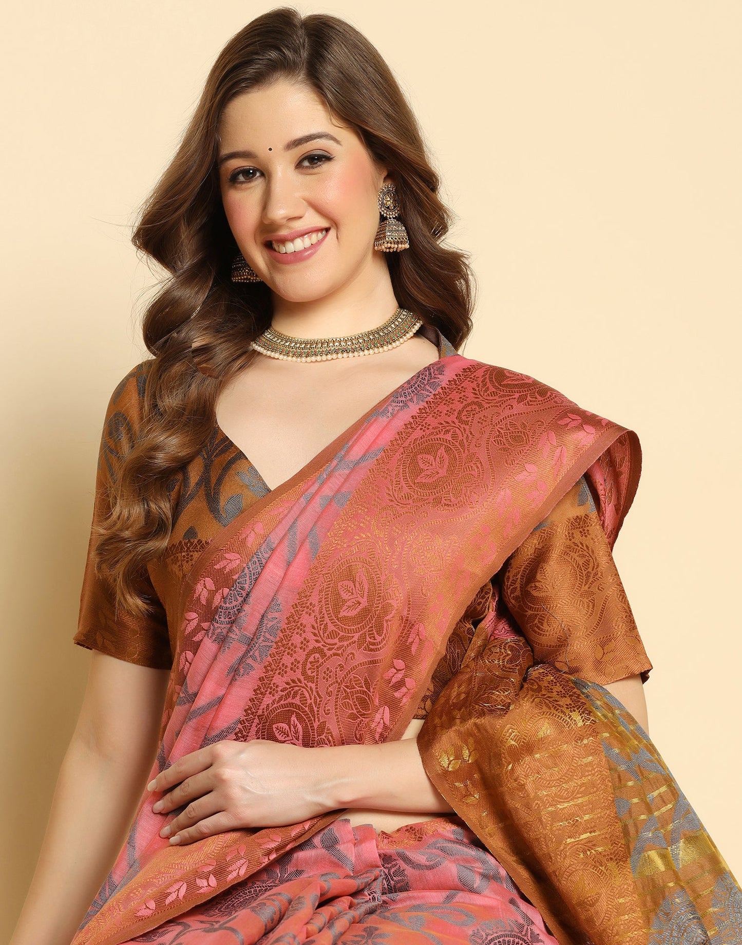 Light Pink Silk Weaving Saree