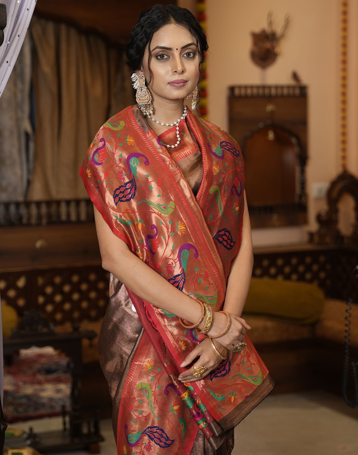 Dark Brown Banarasi Silk Saree | Leemboodi