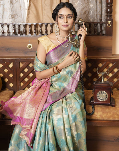 Green Banarasi Silk Saree | Leemboodi