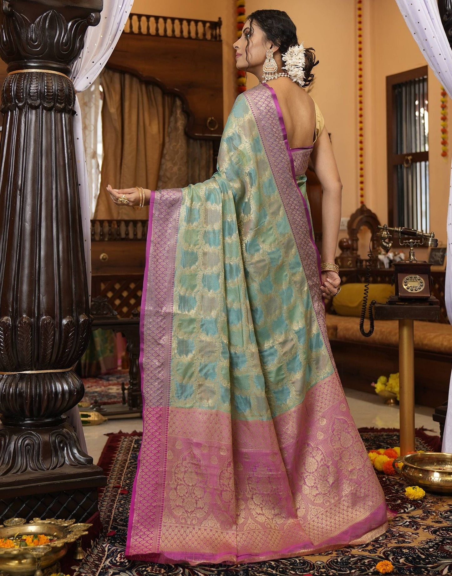 Green Banarasi Silk Saree | Leemboodi