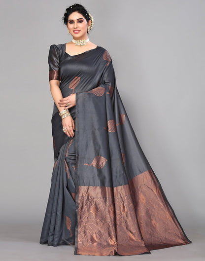 Grey Banarasi Silk Saree | Leemboodi