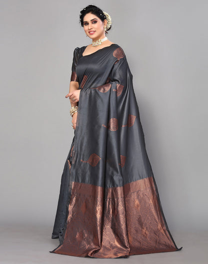 Grey Banarasi Silk Saree | Leemboodi