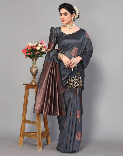 Grey Banarasi Silk Saree | Leemboodi