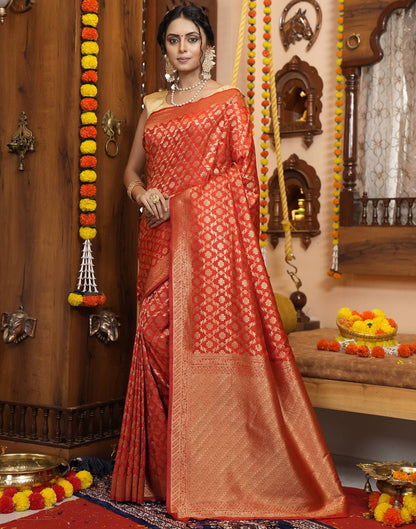 Red Banarasi Silk Saree | Leemboodi