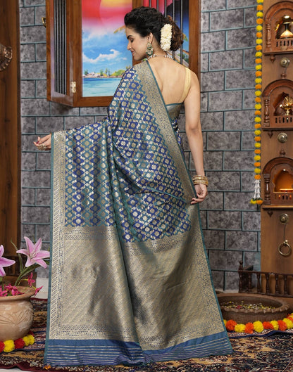 Blue Banarasi Silk Saree | Leemboodi