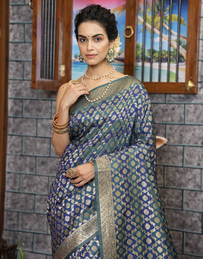 Blue Banarasi Silk Saree | Leemboodi