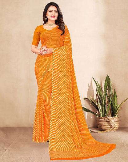 Turmeric Yellow Printed Chiffon Saree | Leemboodi