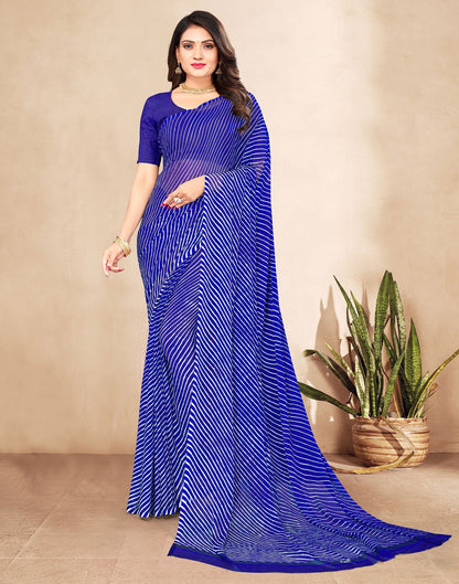 Navy Blue Printed Chiffon Saree | Leemboodi