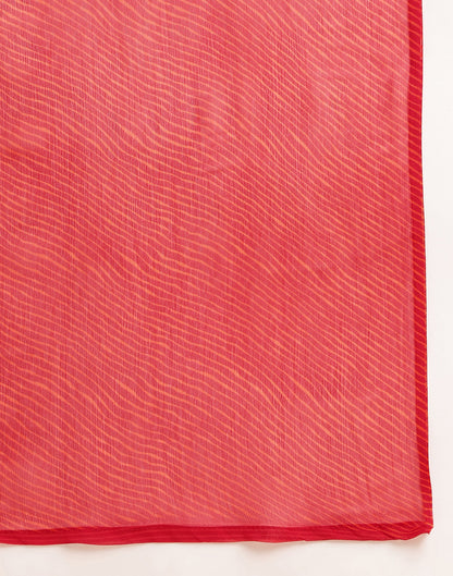 Red Chiffon Leheriya Printed Saree