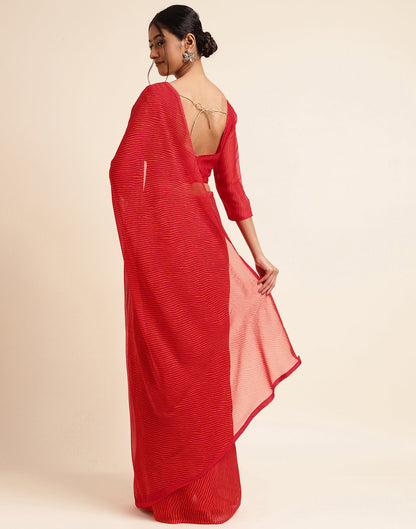 Red Chiffon Leheriya Printed Saree