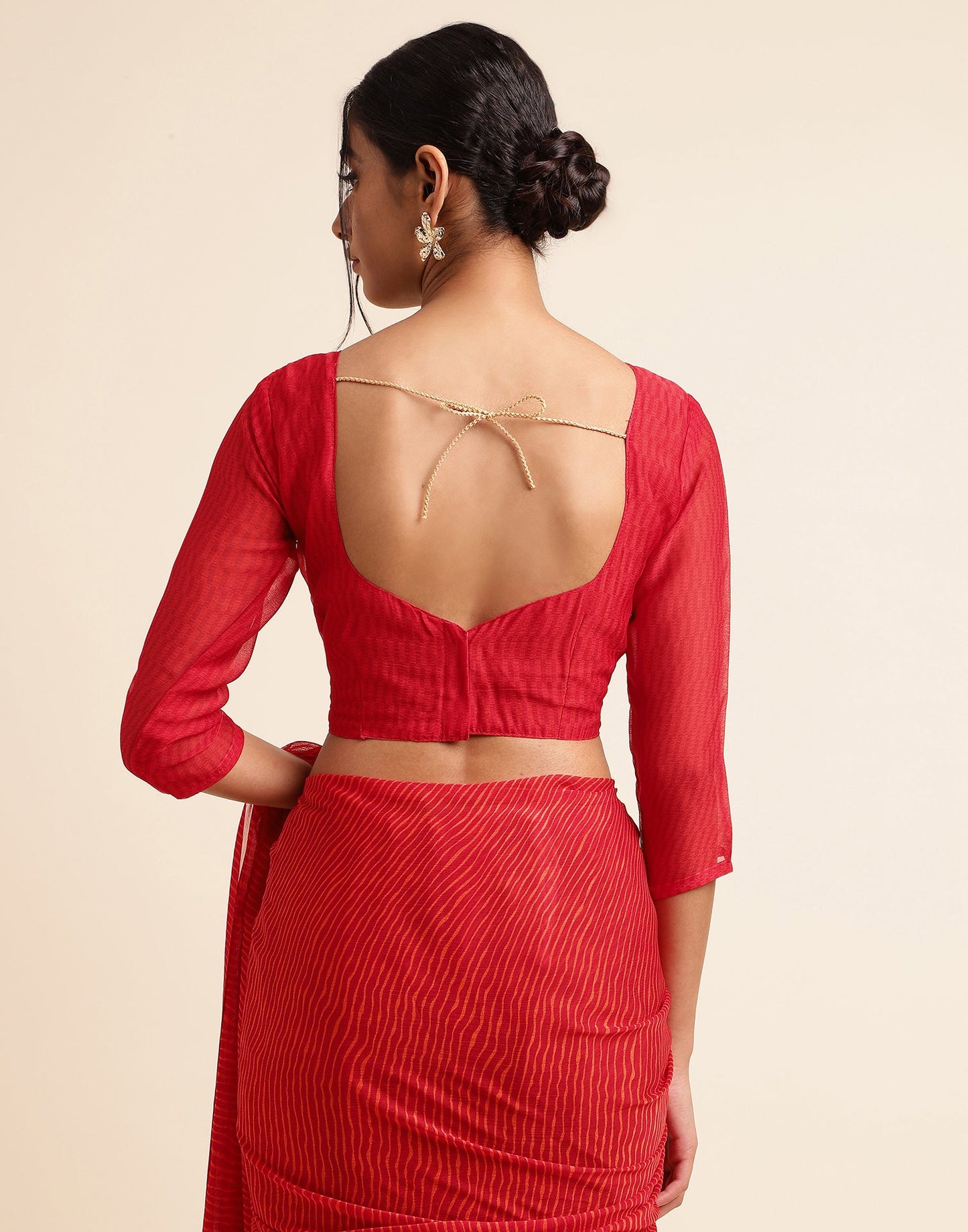 Red Chiffon Leheriya Printed Saree