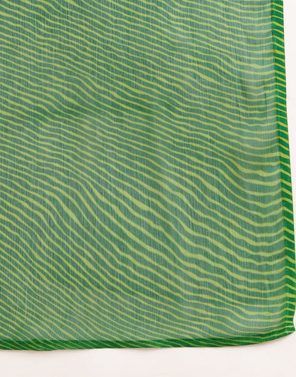 Green Chiffon Leheriya Printed Saree