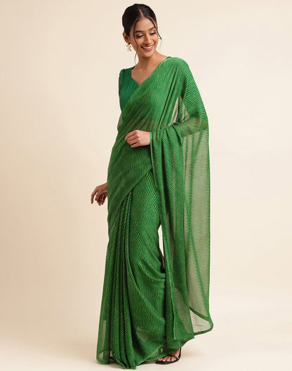 Green Chiffon Leheriya Printed Saree