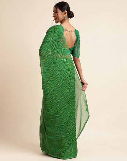 Green Chiffon Leheriya Printed Saree