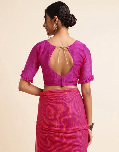 Rani Pink Chiffon Leheriya Printed Saree