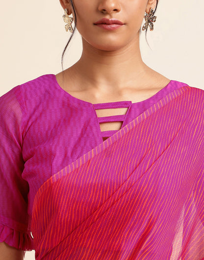 Rani Pink Chiffon Leheriya Printed Saree