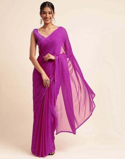 Purple Chiffon Leheriya Printed Saree
