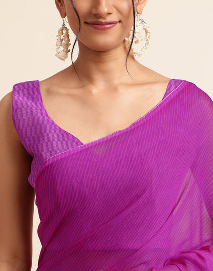 Purple Chiffon Leheriya Printed Saree
