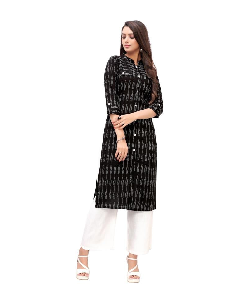 Black Printed Cotton Kurti | Sudathi