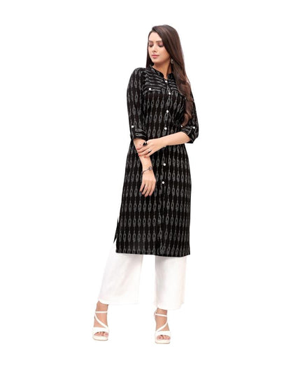 Black Printed Cotton Kurti | Sudathi